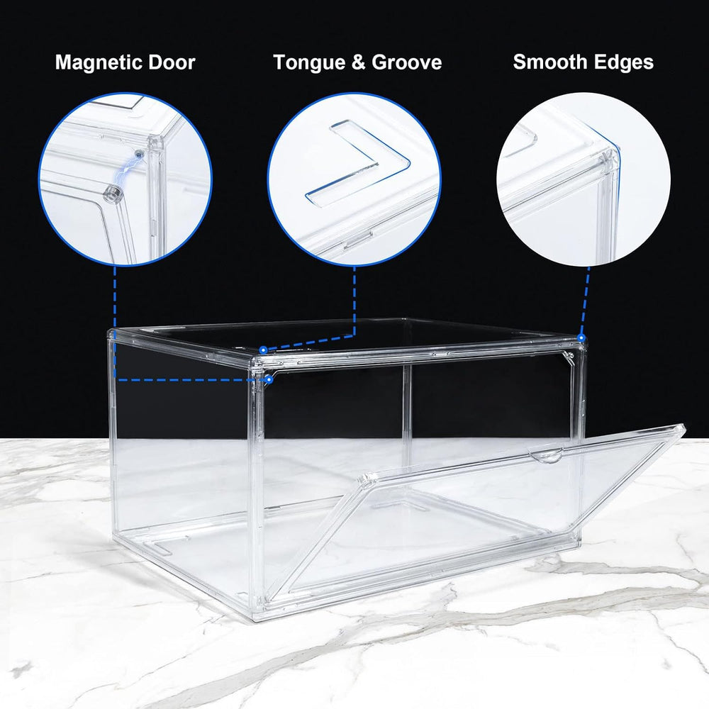 12 Pack Shoe Boxes,Acrylic Shoe Display Box,Stackable clear shoe box,Clear Pl...