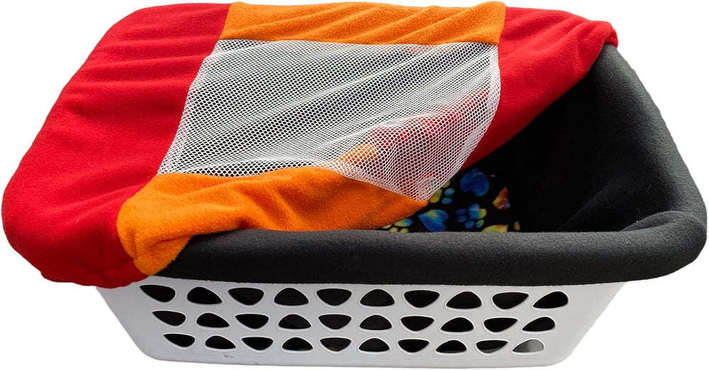 Fleece Laundry Basket Liner and Lid Set for Puppy Whelping, Small Animal Tran...