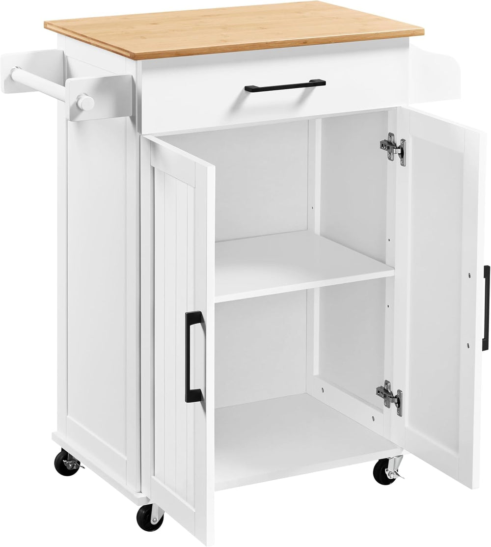Yaheetech 32" W Kitchen Island Cart with Storage, Adjustable Shelf, White