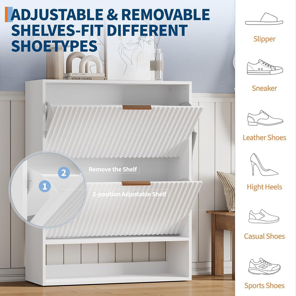 Takywep Shoe Cabinet for Entryway, Narrow Freestanding Shoe Cabinet Storage w...
