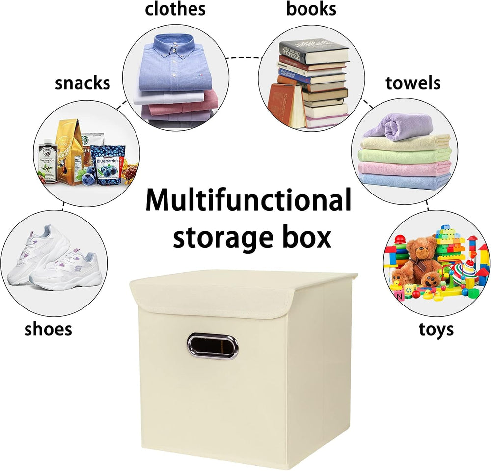 Closet Organizers Fabric Storage Bins With Lids Collapsible Cube Storage Orga...