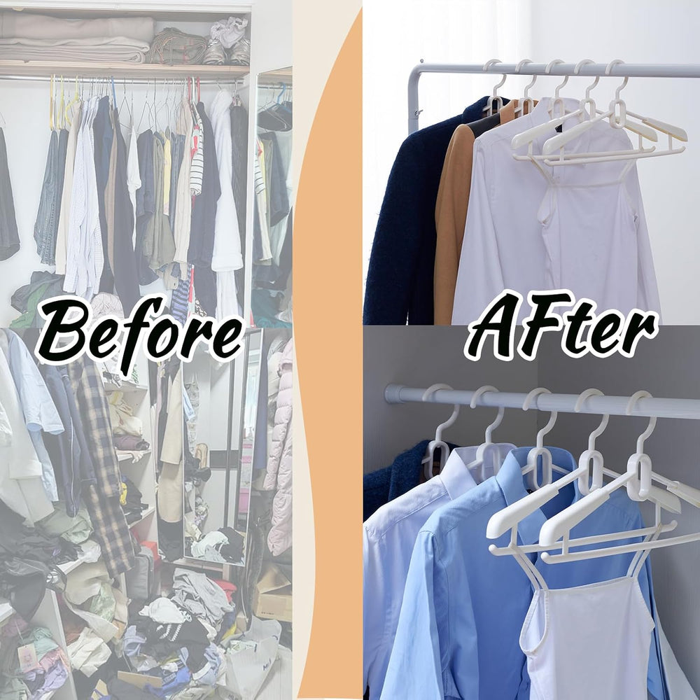 16 Pack Adjustable Clothes Hangers, Heavy Duty Plastic Hangers with Non-Slip ...
