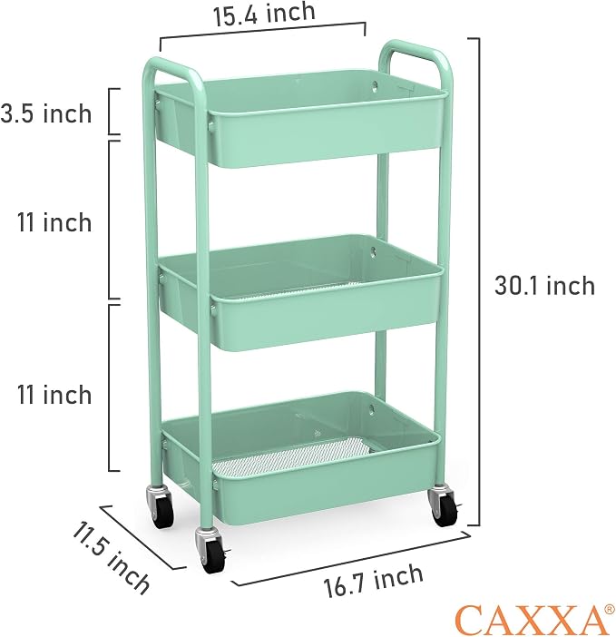 CAXXA 3-Tier Rolling Metal Storage Organizer