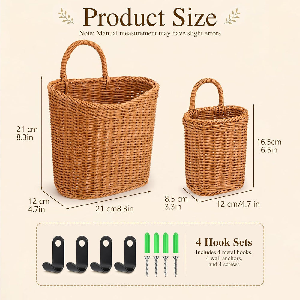 4 Pcs Hanging Woven Wall Basket Organizer Hanging Decorative