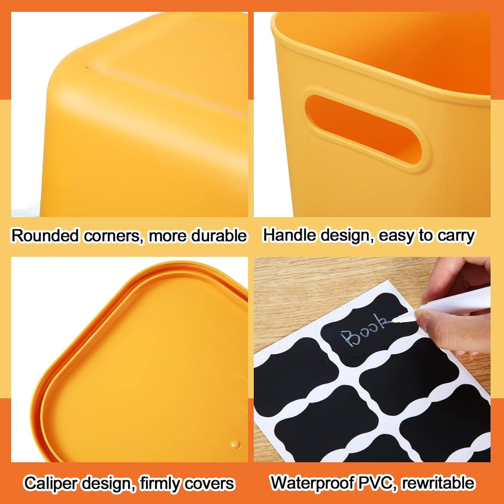 Tanlade 8 Pcs Plastic Storage Bins Stackable Baskets with Lid and Handle Colo...