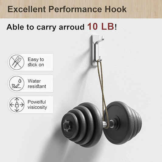 Wall Hooks for Coat and Towel: 13LB Adhesive Door Hanger Stick on - Image 2