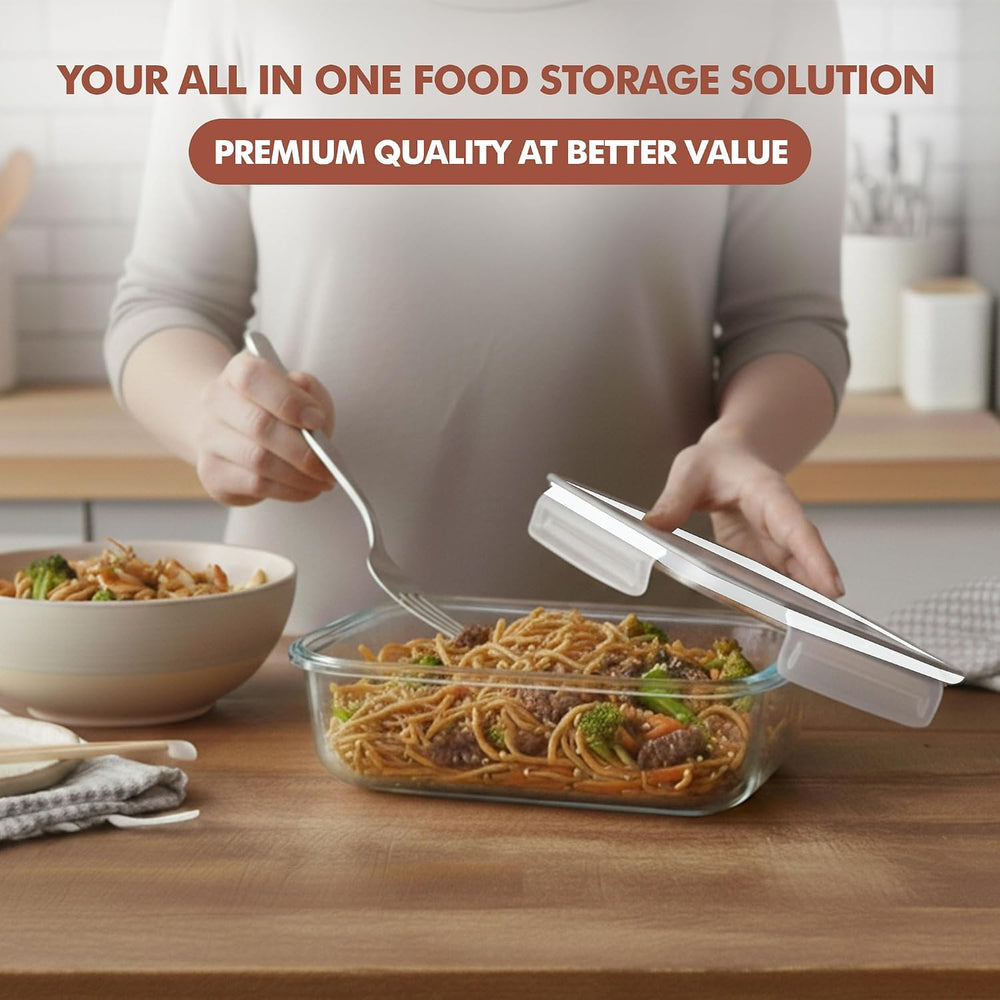 Razab 16 Pc (Set of 8) 30 Oz Glass Meal Prep Containers with Lids, Airtight L...