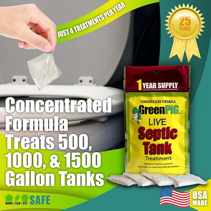 GREEN PIG Septic Tank Treatment Packets, Septic Safe Clog Remover, Prevents - Image 8