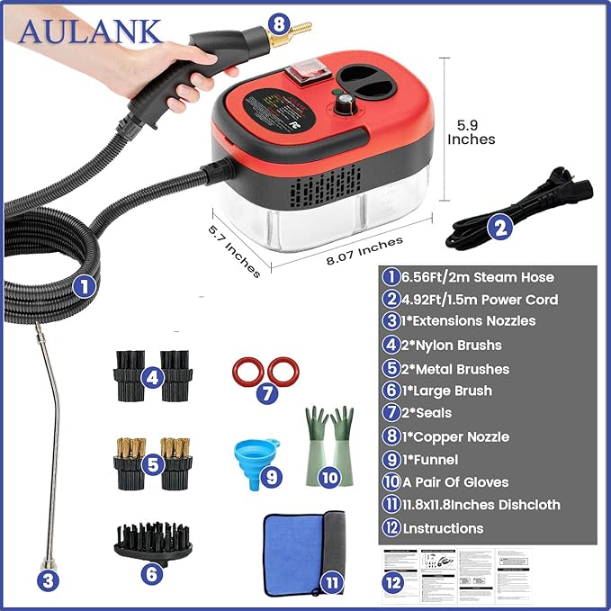 2500W Handheld Steam Cleaner, Portable Car Steamer - Image 6