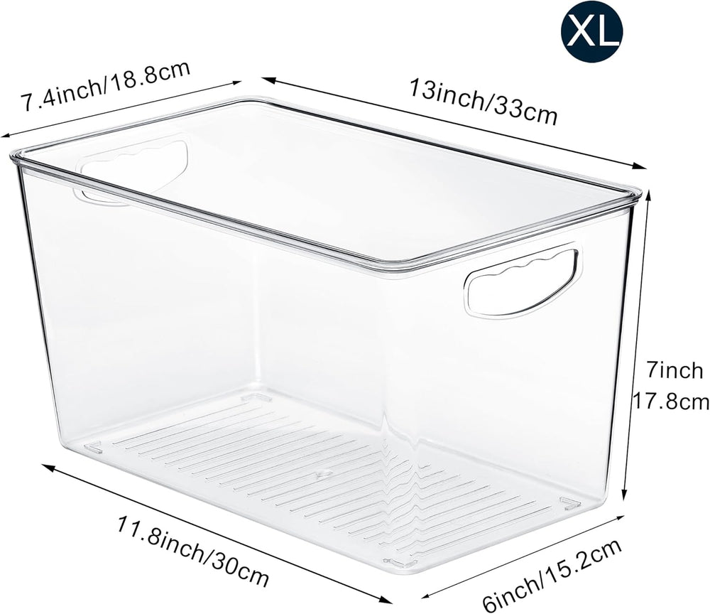 theaoo XLarge Clear Storage Bins with Lids, Stackable Containers, 6 Pack