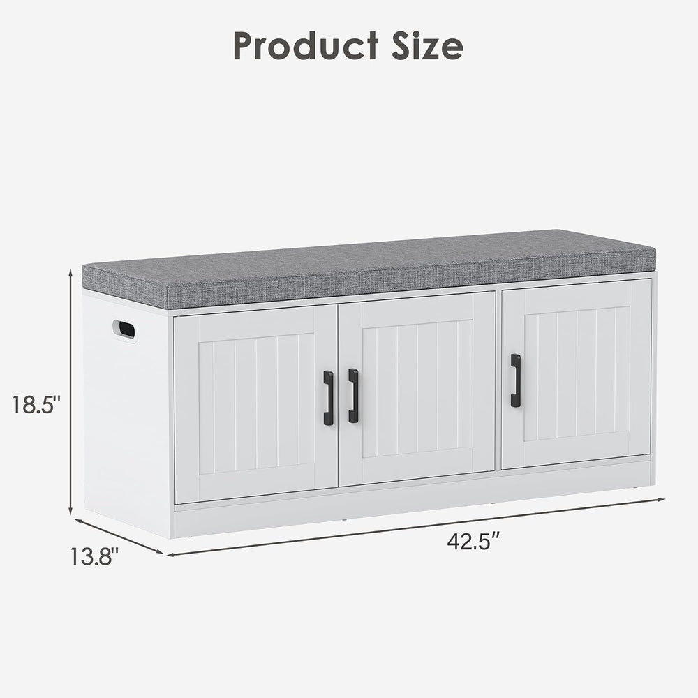 3-Tier Shoe Storage Bench with Adjustable Shelf, Large Capacity Entryway Shoe...