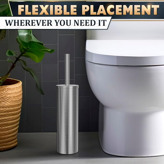 Stylish Stainless Steel Toilet Brush and Holder Set - Image 9
