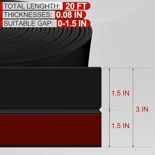 MYFAMIREA Door Weather Stripping 3IN x 20FT Door Draft Stopper Seal Tape - Image 2