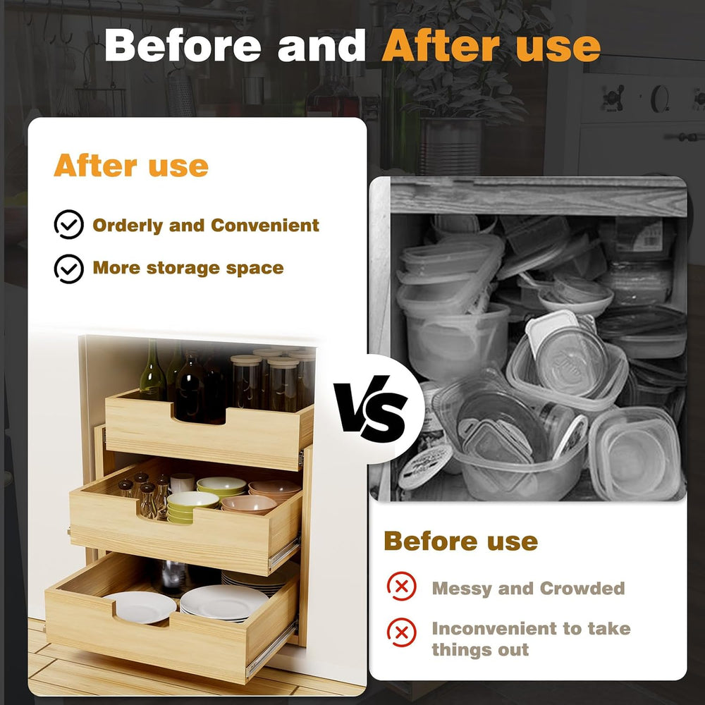 Pull Out Cabinet Organizer, 17''W×21''D Sliding Drawers for C...