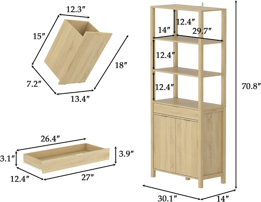 Double Tilt Out Laundry Hamper with Drawer, Hidden Laundry Hamper Cabinet wit...