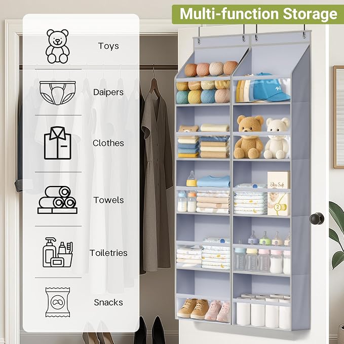 AOODA 2 Pack Over the Door Organizer, Large Capacity Closet Door Hanging - Image 7