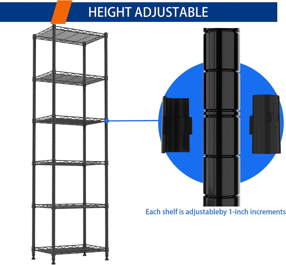 REGILLER 6 Wire Shelving Steel Storage Rack Adjustable Unit Shelves for Laund...