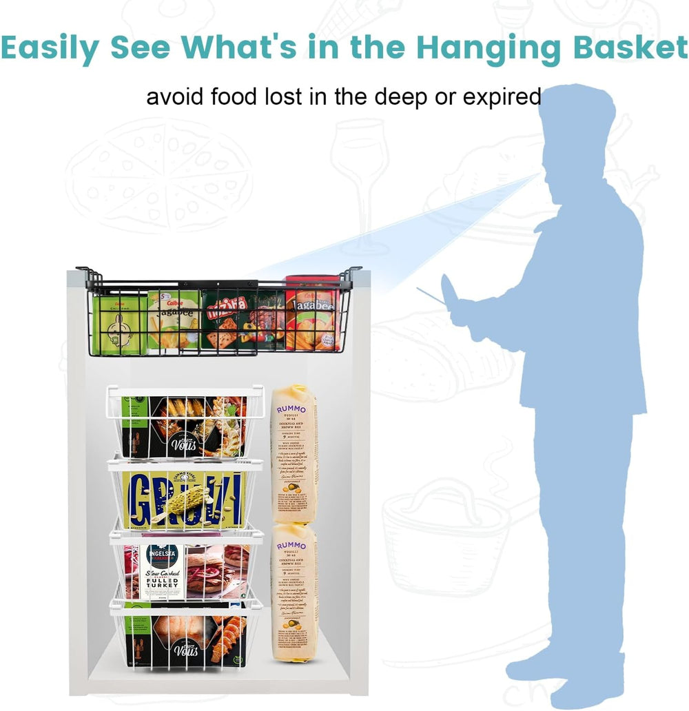 2 Pack Expandable Freezer Organizer Bins, Adjustable Wire Baskets for Chest F...