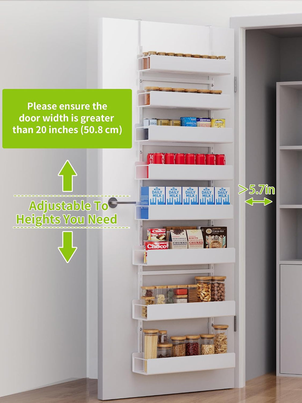 8-Tier Over Door Pantry Organizer, Metal Hanging Storage Rack for Kitchen Bed...