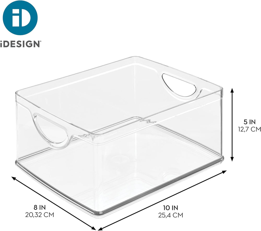 iDesign Plastic Stackable Kitchen Cabinet Storage Bin, Clear, 4-Pack