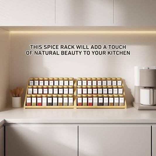Bamboo Tiered Spice Rack, for Countertop Spice Organizer for Pantry Spice Shelf - Image 2