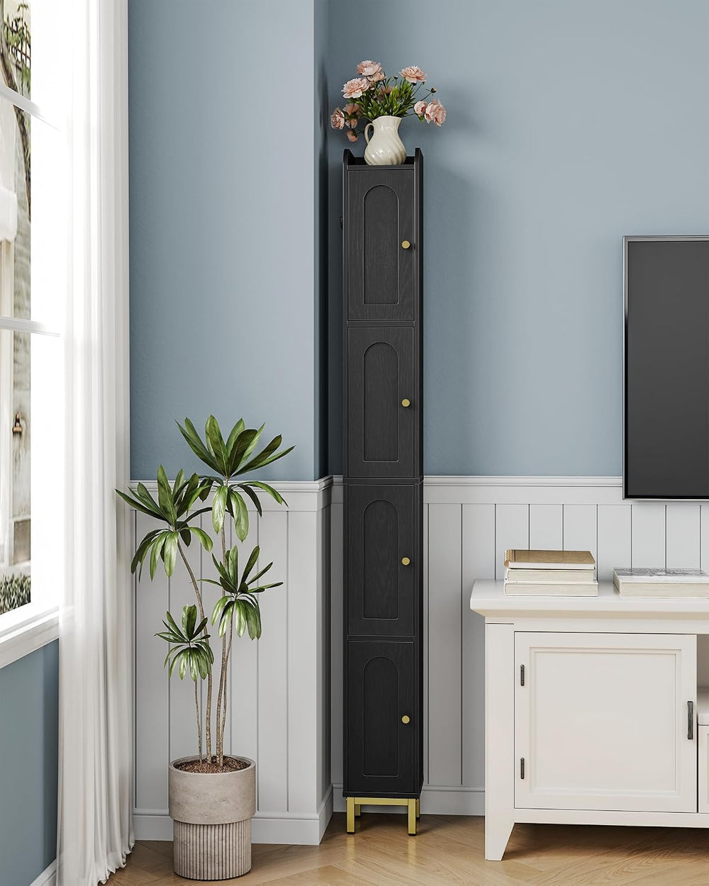 Hzuaneri 4-Tier Narrow Tall Storage Cabinet