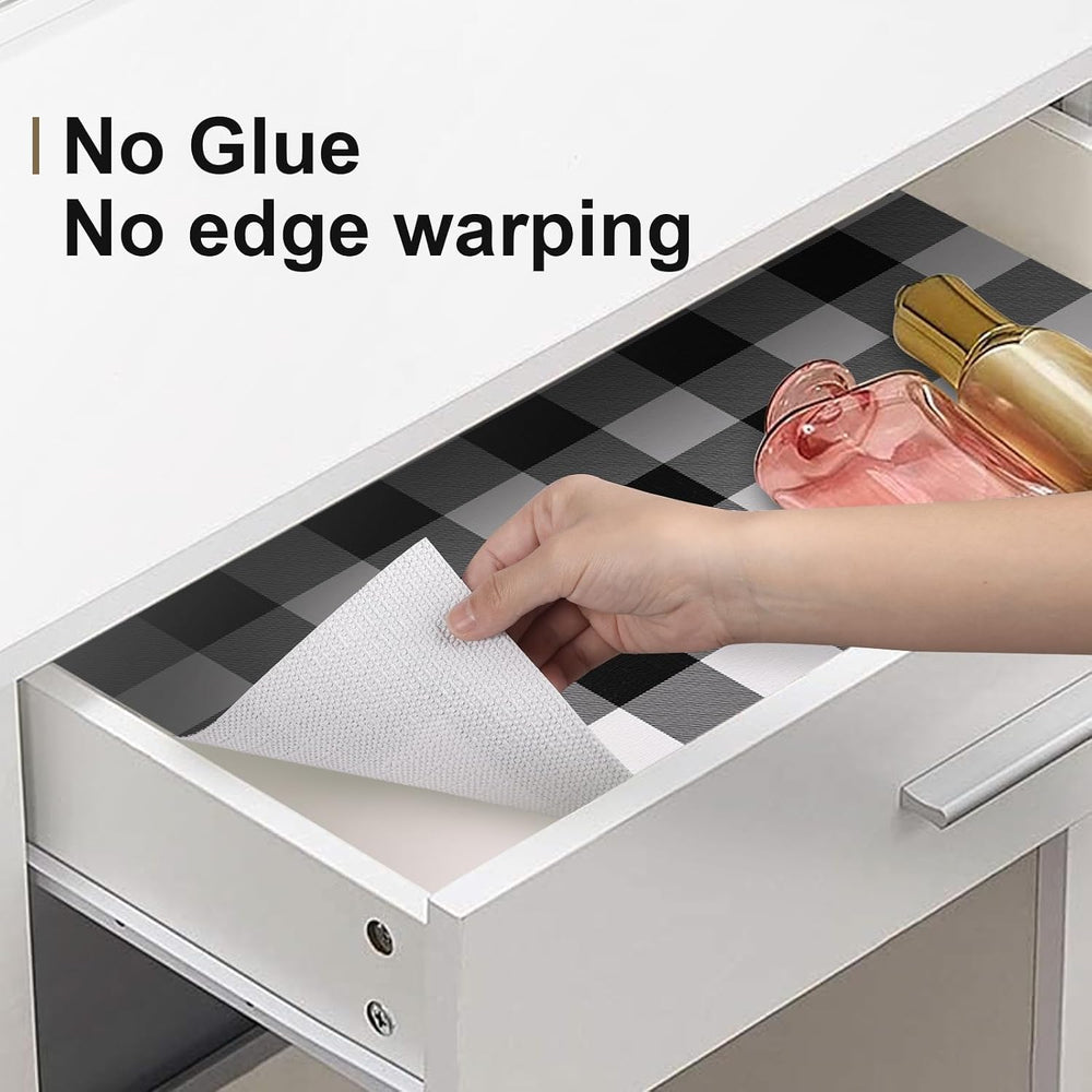 Shelf Drawer Liners for Kitchen Cabinets Non-Adhesive Black 11.8In x 30FT