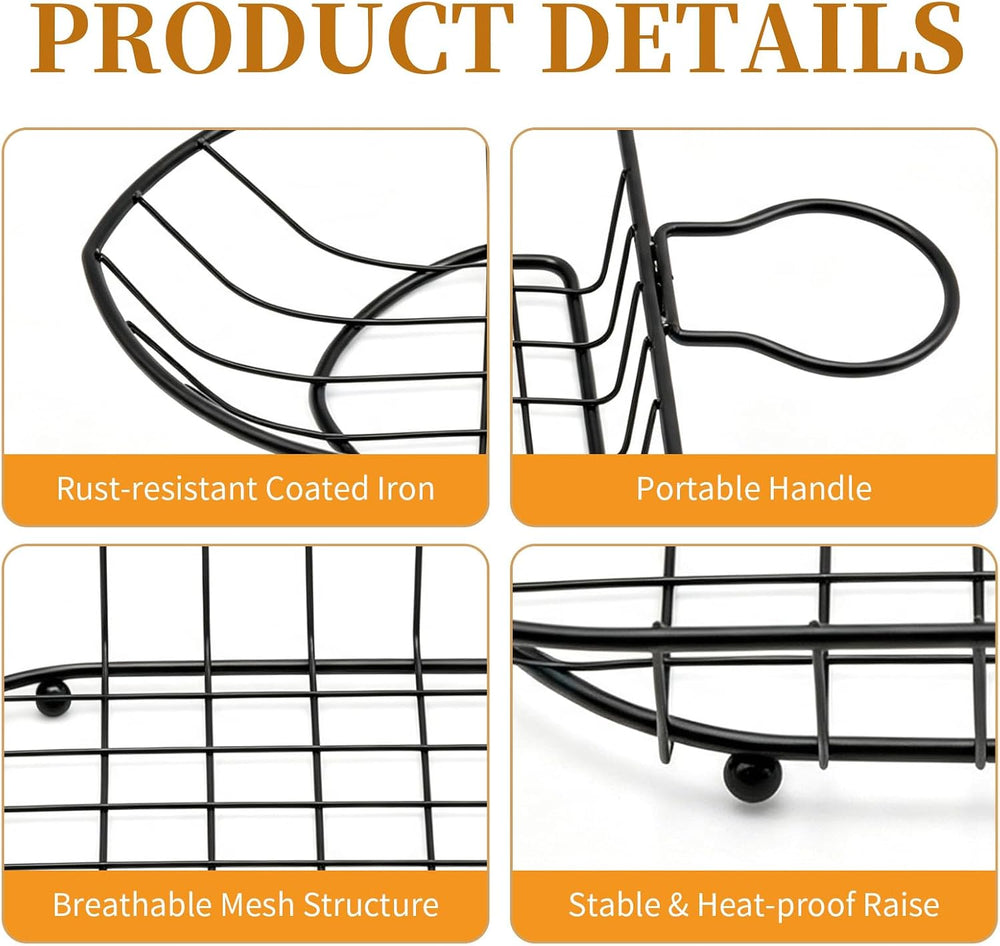 12pcs Wire Bread Basket, 9.5 * 5 * 2.2in-Metal Food Baskets with Handles, Reu...