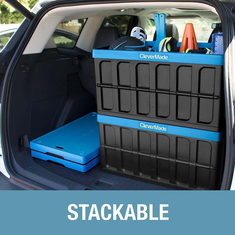 CleverMade Collapsible Storage Bins With Lids, 62L 3 Pack, 100 lb, Obsidian