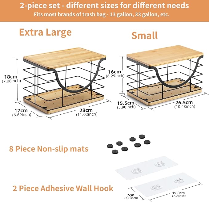 Extra Large Trash Bag Holder Stackable Kitchen Storage, 2 Pack Wall Mounted - Image 7