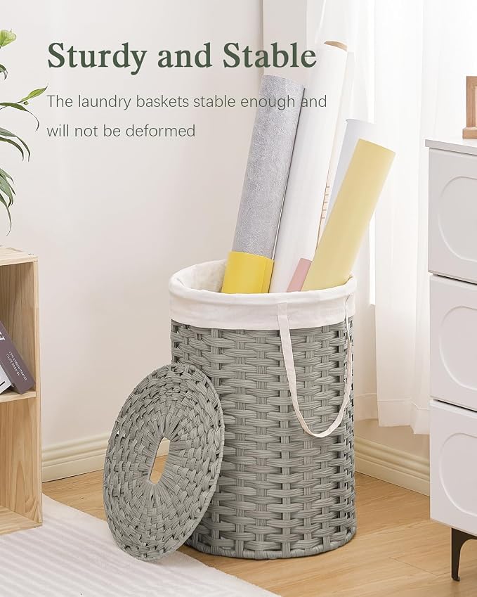 Laundry Hamper with Lid Laundry Basket with Lid 19.0 Gal Round Laundry Basket