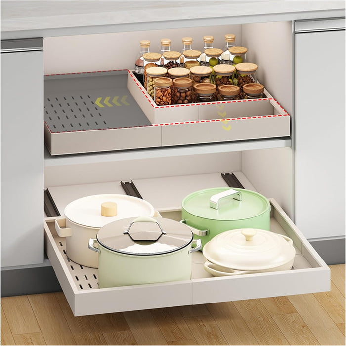 Pull out Cabinet Organizer,16"-21"W,13"-17"D,Expandable,Adhesive