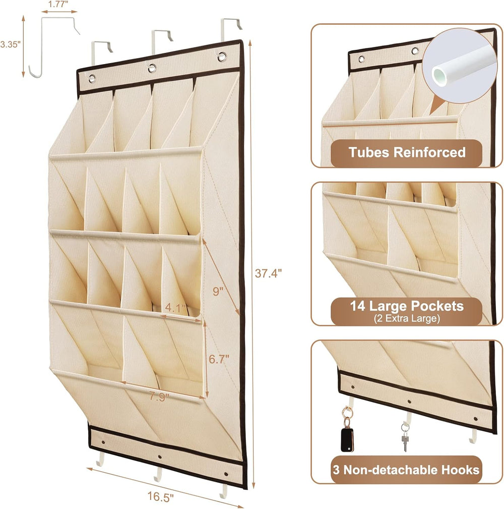 2 Pack Over the Door Shoe Organizers, Hanging Shoe Organizers Large Pockets