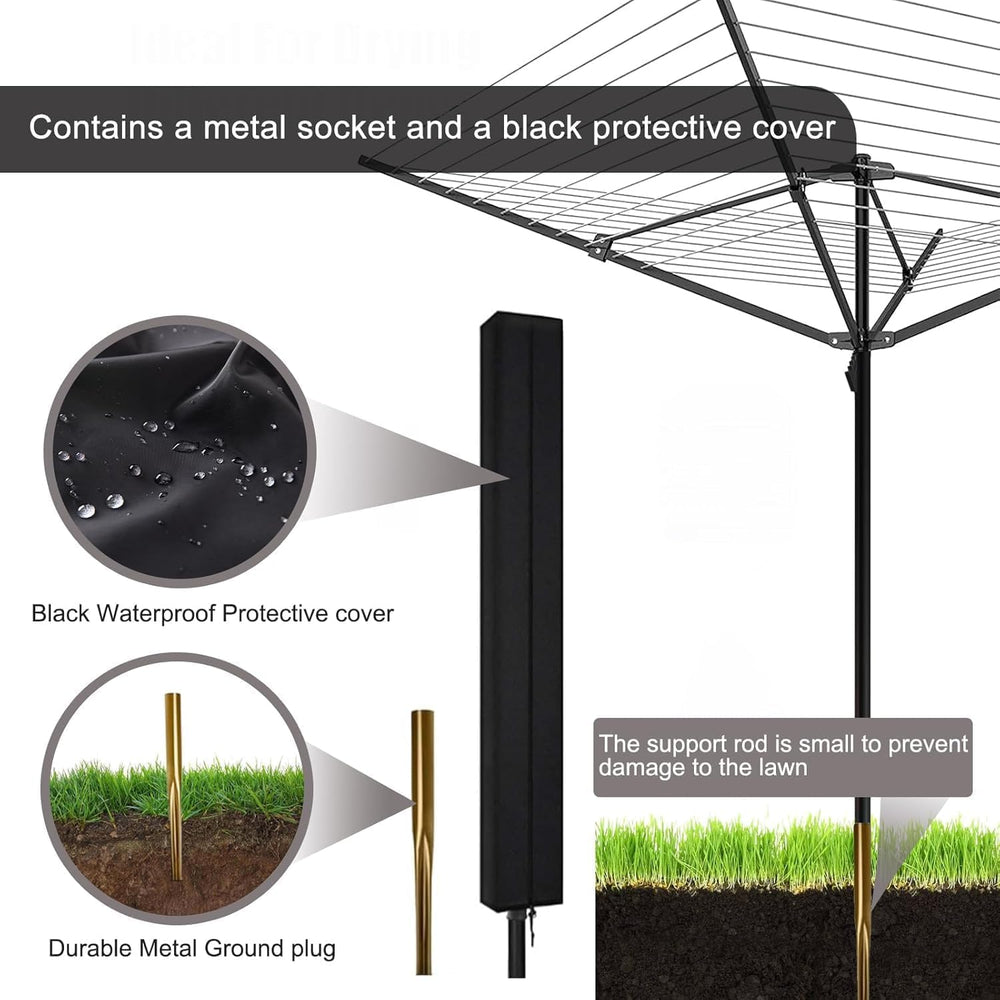 Umbrella Clothesline Outdoor, Rotary Retractable Clothes Line Outdoors Adjust...