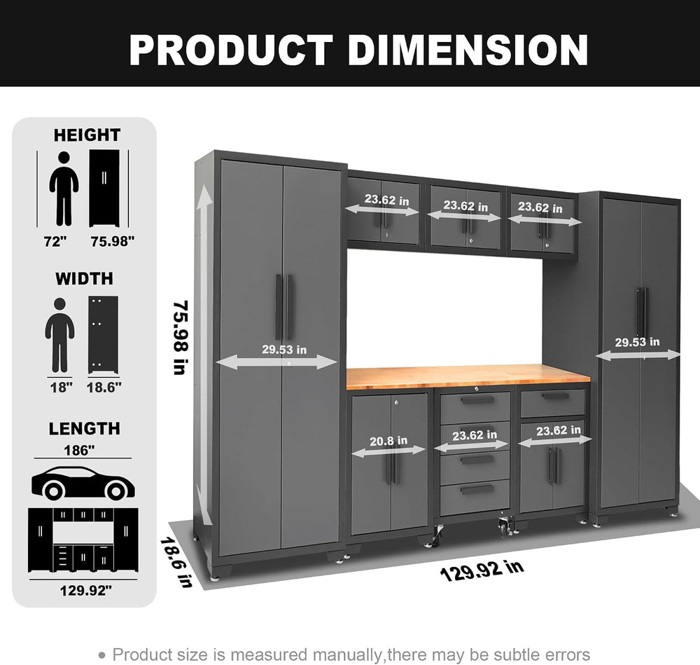 Torin Garage Storage Cabinets System, 9 Piece Workshop Cabinet Set in Black