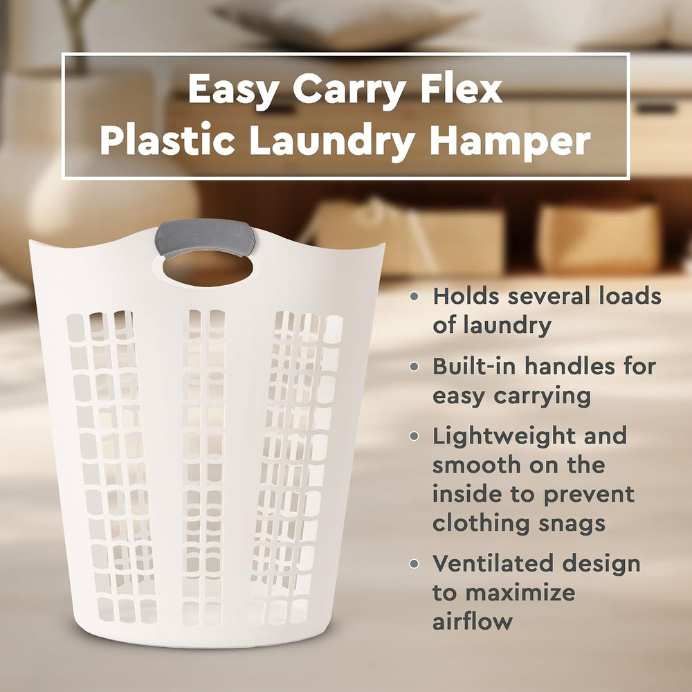Gracious Living Easy Carry Flex Hamper, Large 87.5 Liter Lightweight Plastic ...