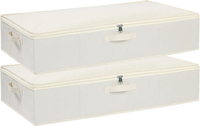Underbed Storage Organizers,Beige,2 Pack,31.5x15.7x5.9 Inch