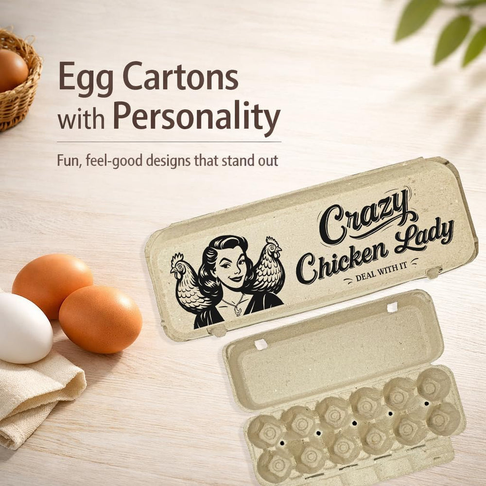 Funny Retro Egg Carton – “Krazy Chicken Lady” Vintage Humor Design, Holds 12 ...