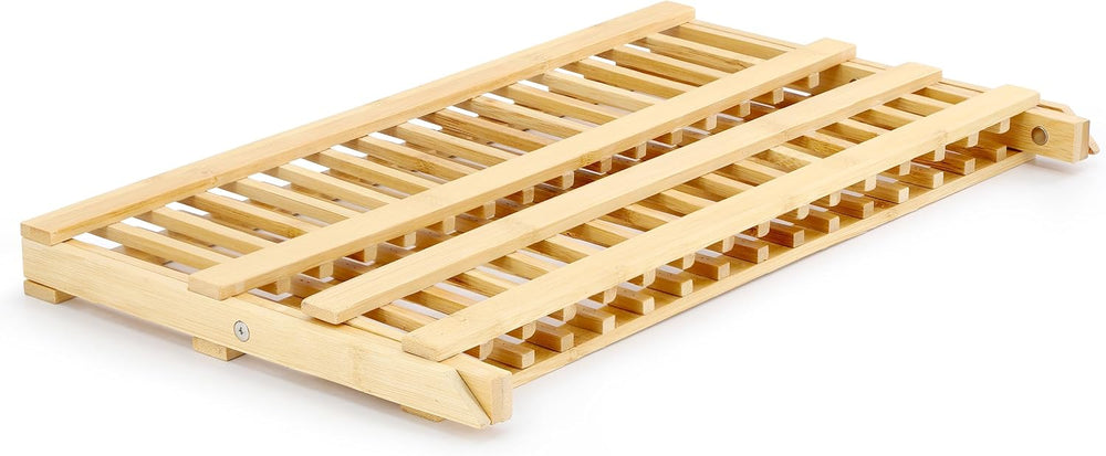 Elama 2-Tier Collapsible Kitchen Bamboo Drying Dish Rack, Collapsible Dish Ra...