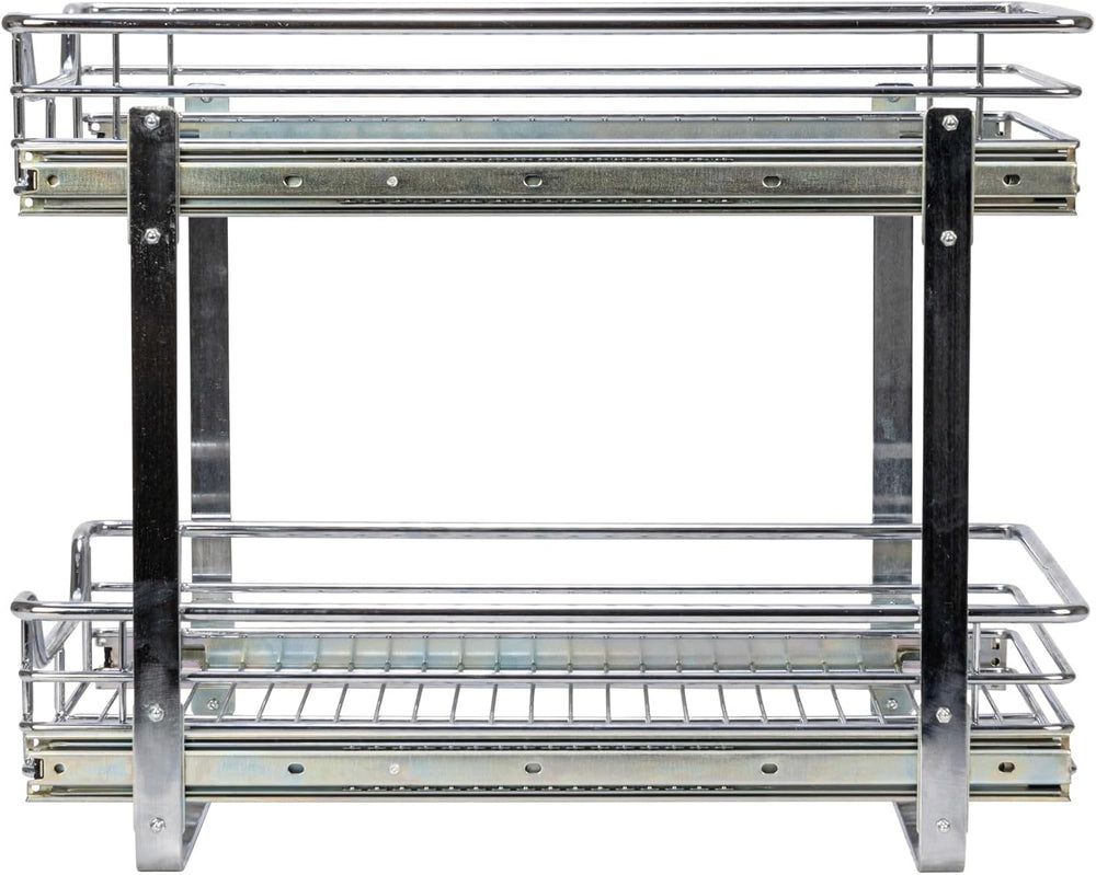 Household Essentials Chrome-Plated Steel Dual-Tier Slide-Out Organizer