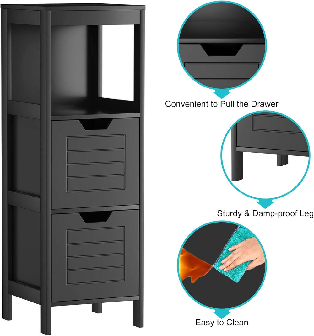 DORTALA Bathroom Storage Cabinet, Multifunctional Wooden Storage Rack Organiz...