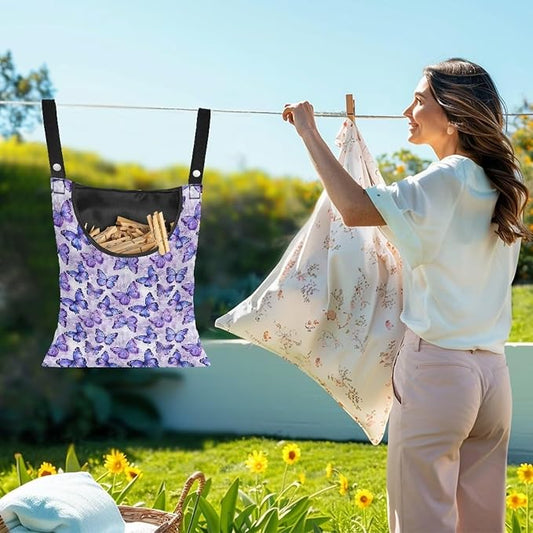 2 Pcs Butterfly Purple Clothespin Bag - Image 2
