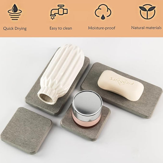 Set of 4 Water Absorbent Diatomite Coasters, Diatomaceous Earth Kitchen Soap - Image 2