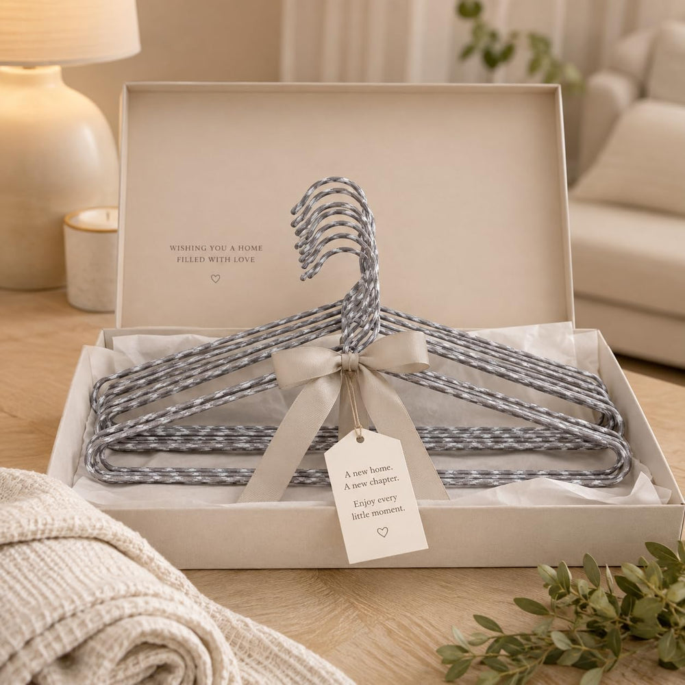 Clothes Hangers 30 Pack – Space Saving Fabric & Metal Hangers, Non-Slip P...