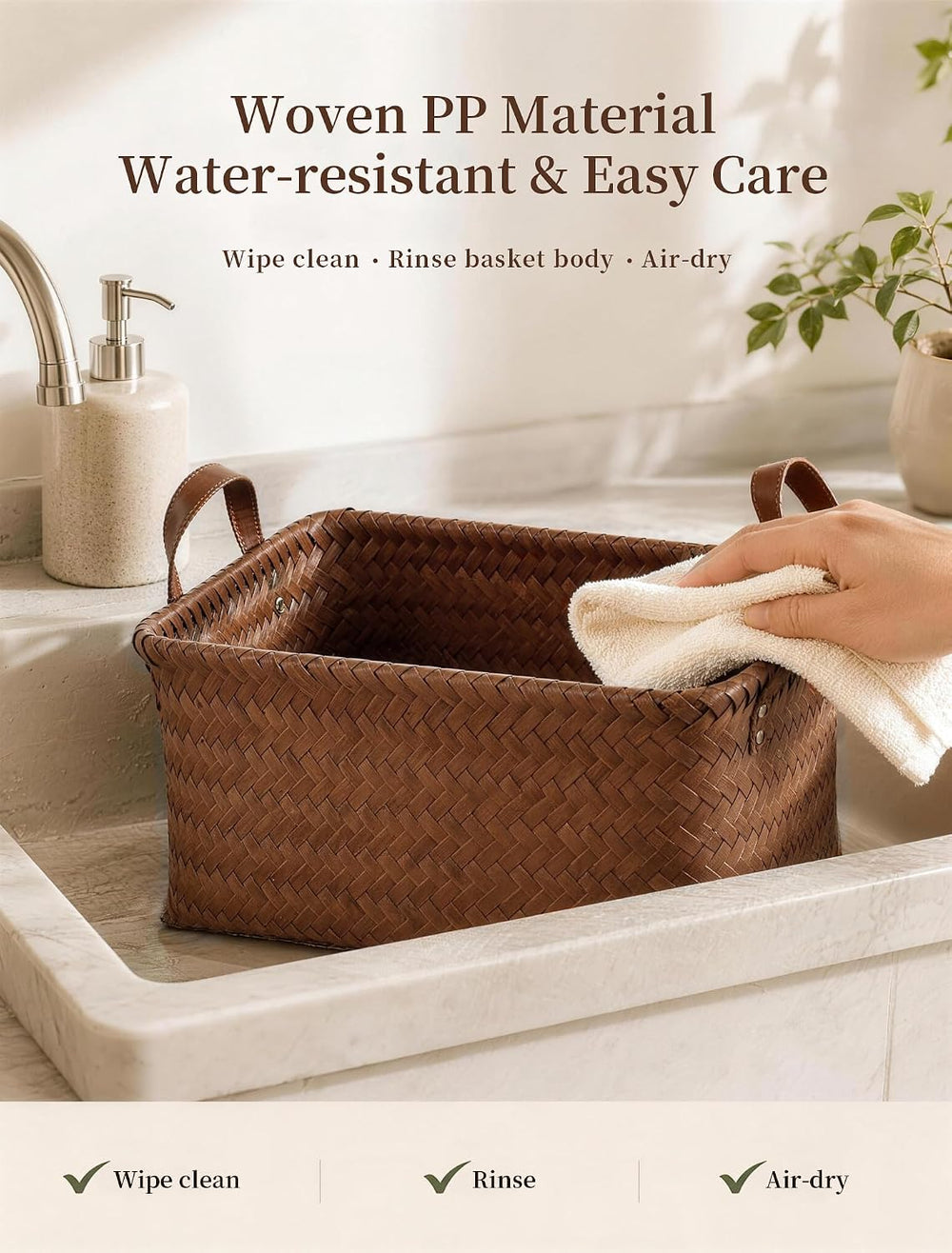 Wicker Storage Baskets, 4 Pack Woven Baskets for Shelves, Brown
