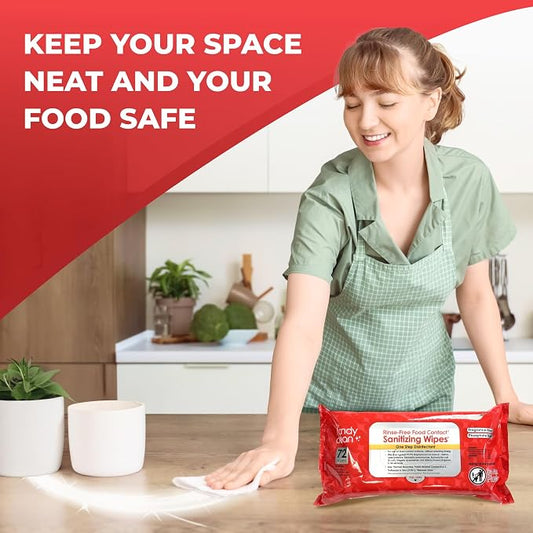 HandyClean Rinse-Free Food Contact Sanitizing Wipes Pouch - Image 2
