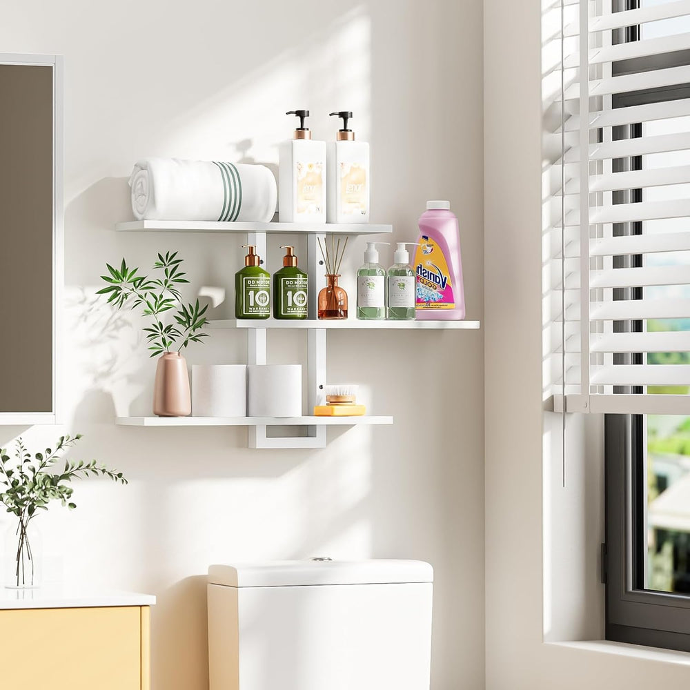 Homode Floating Shelves, Set of 3 Wooden Hanging Shelves, White