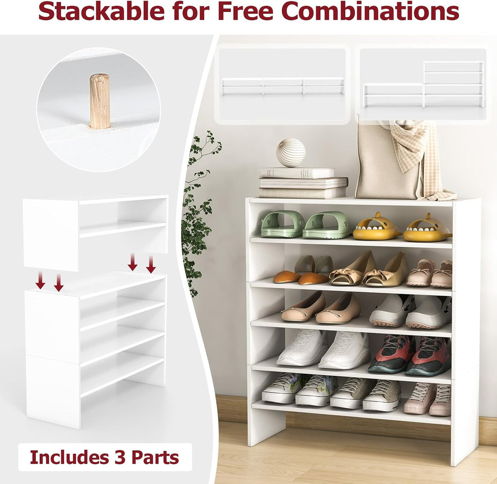 Tangkula Stackble Vertical Shoe Rack, Space Saving 6-Tier Corner Shoe Storage...