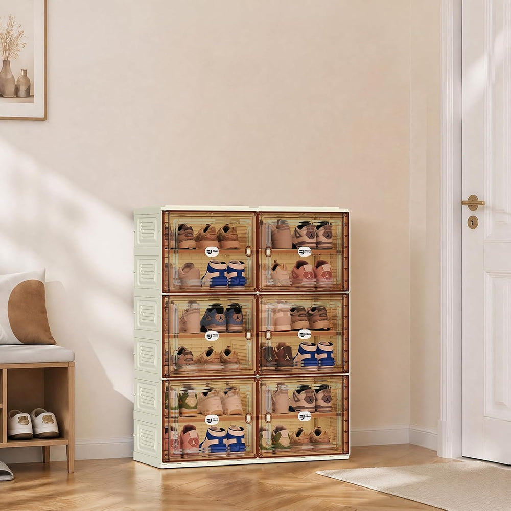 White Shoe Rack Organizer for 24 Pairs of Folding Design