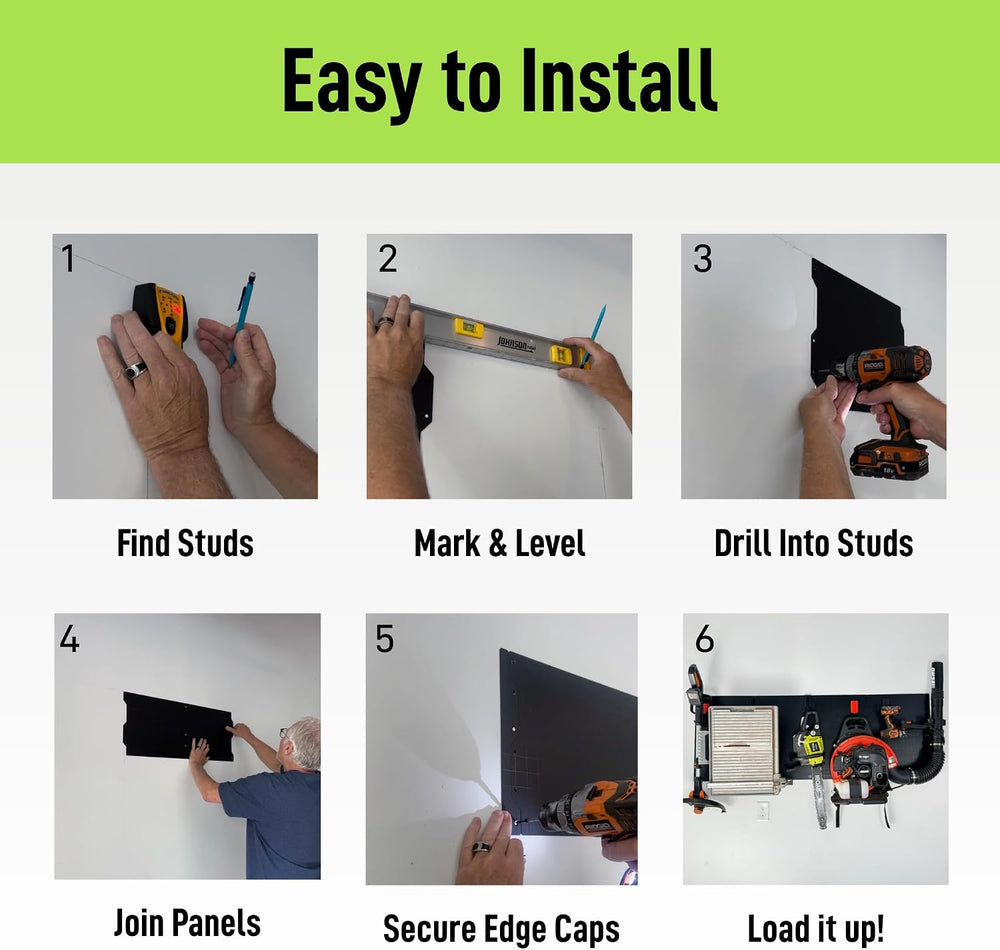 GATOR MAGNETICS Wall Kit: 3 Panels, 6 Magnetic Hooks – Garage Organizer